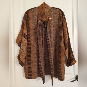 Arlene Wohl Womens Handwoven Open Front Jacket Cardigan Fiber Artist